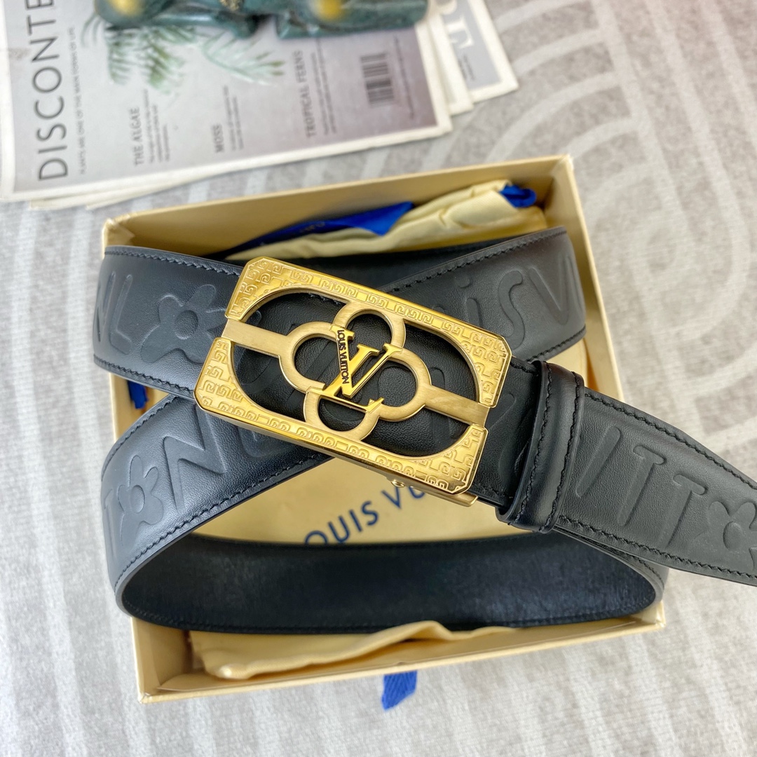 LV💕 特种皮腰带自动带系列 ，原厂五金精品不锈钢扣，手感柔软舒适 宽3.5CM。