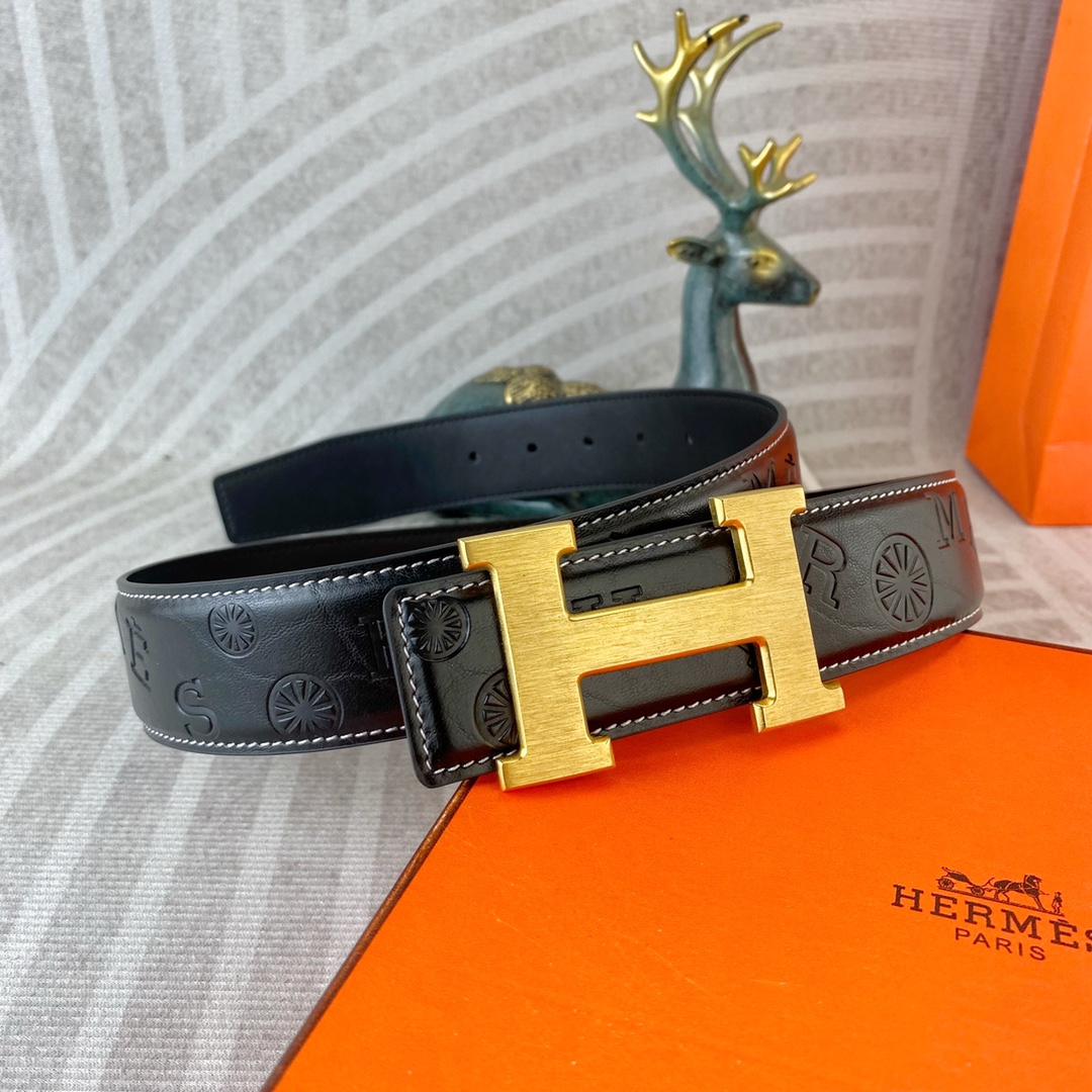 爱马仕💕 特种皮腰带系列 ，原厂五金精品不锈钢扣，手感柔软舒适 宽3.8CM。
