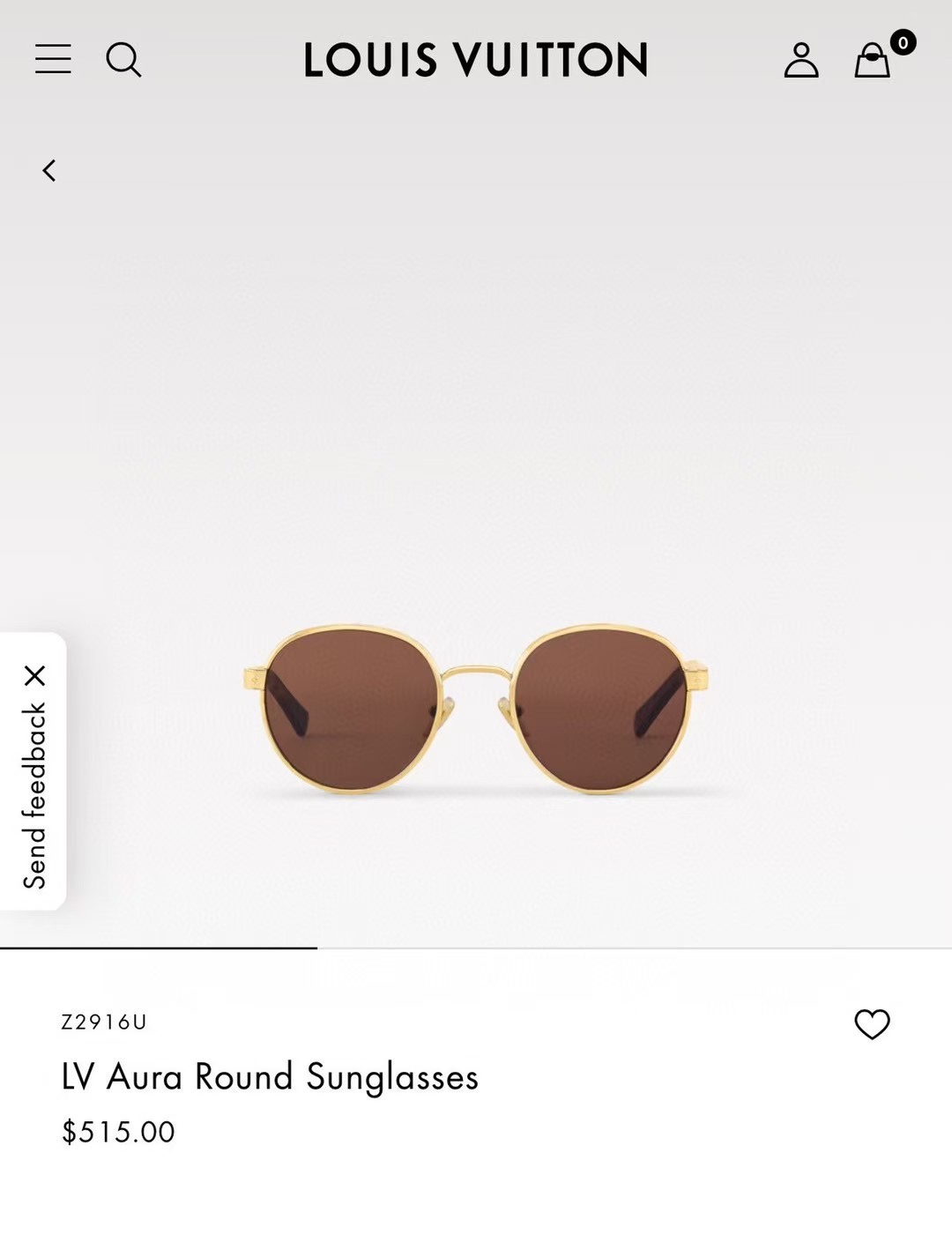 Louis Vuitton LV Aura Round Sunglasses Z2919U - Gold Frame, Brown Lenses