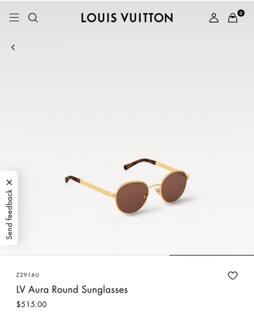 Louis Vuitton LV Aura Round Sunglasses Z2919U Gold Brown Lens 53mm 1 Louis Vuitton LV Aura Round Sunglasses Z2919U Gold Brown Lens 53mm