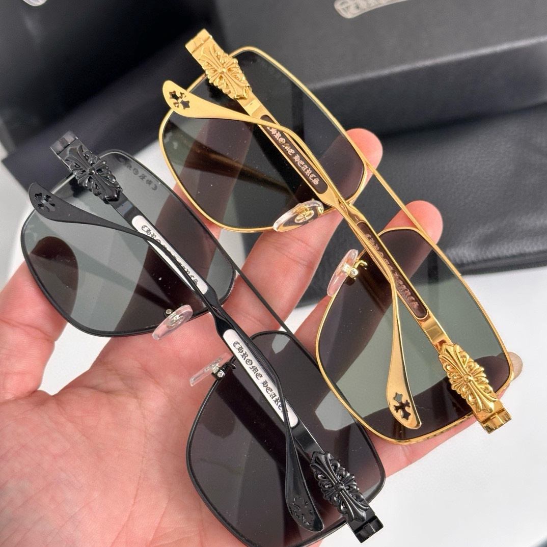 Chrome Hearts Sunglasses for Men and Women, Gold Frame, Top Quality Sunshades