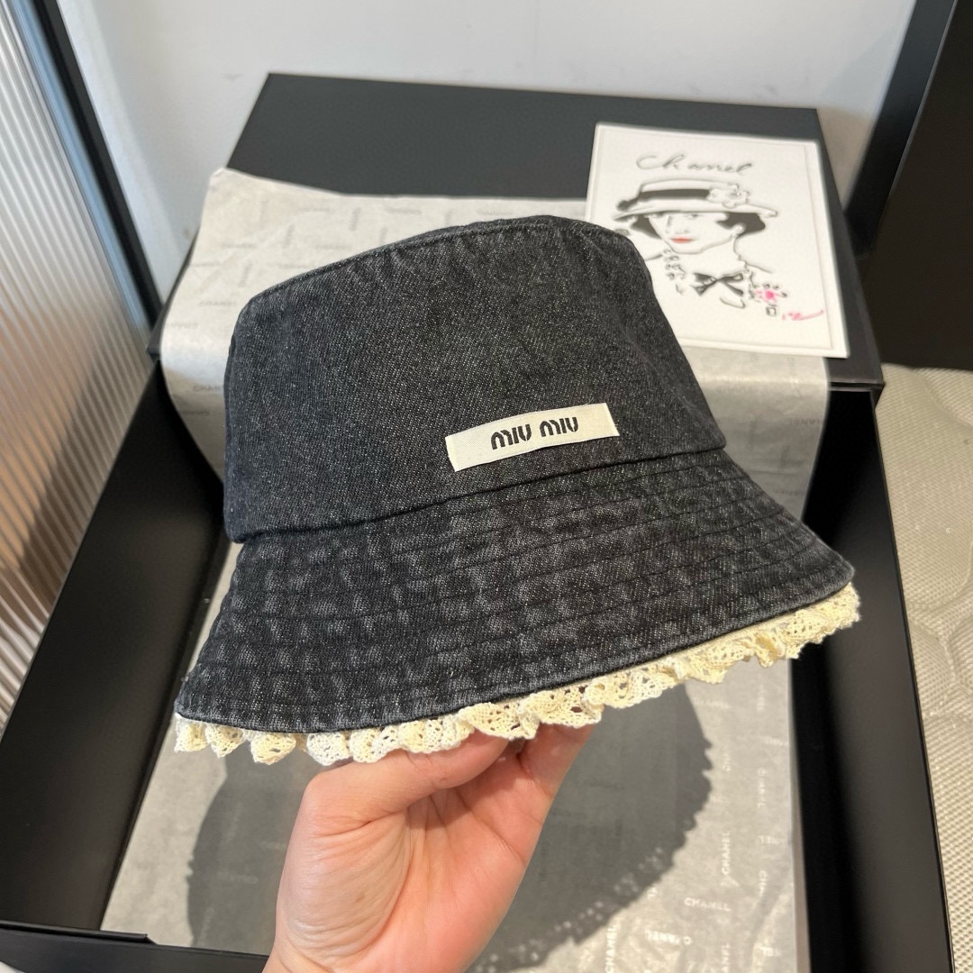 P

miumiu缪缪新款牛仔渔夫帽，头围57cm