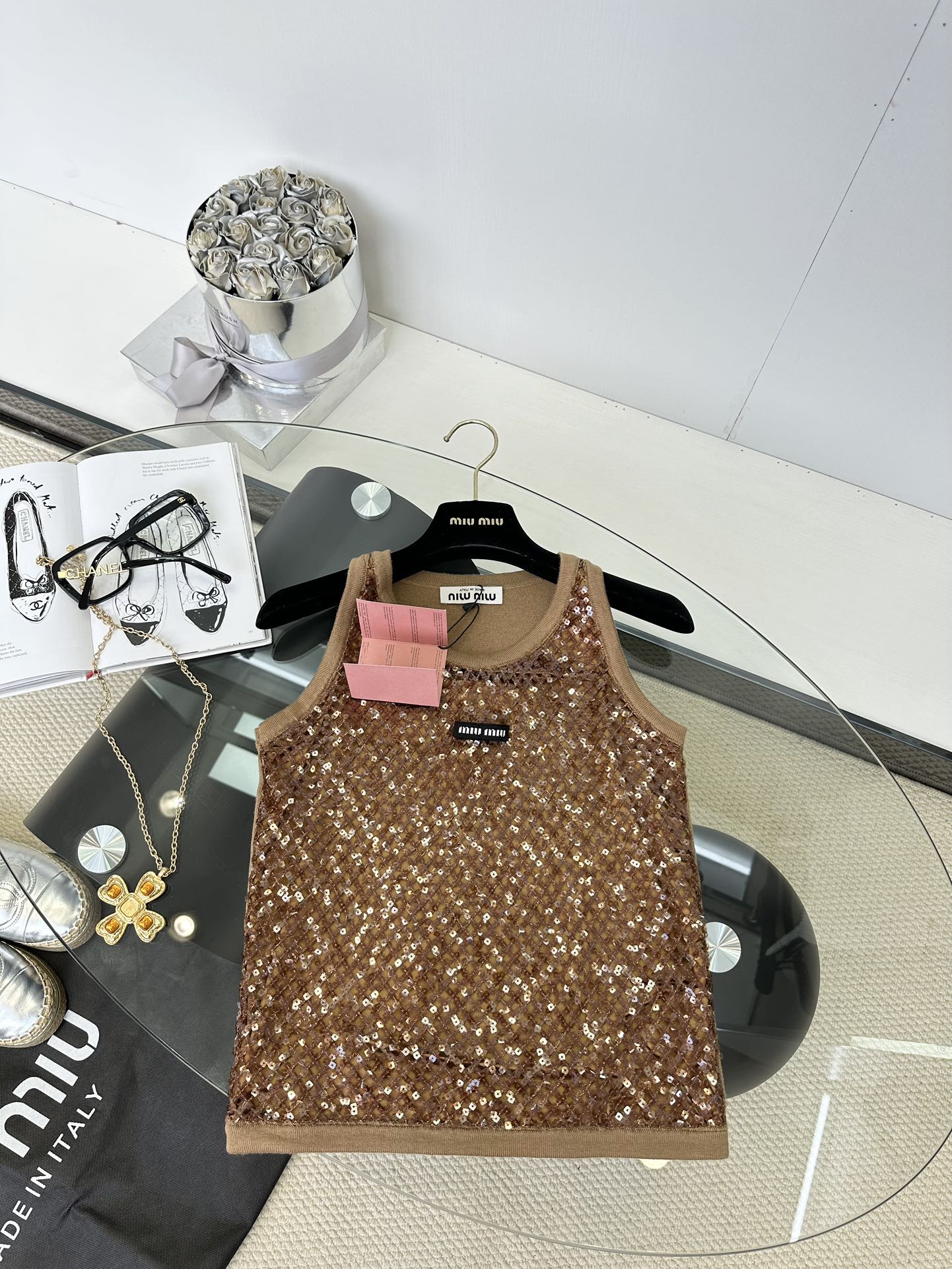 Miu Miu Sequin Embellished Vest Top | Sleeveless High-Fashion Design 2 i1748369279 2021 0