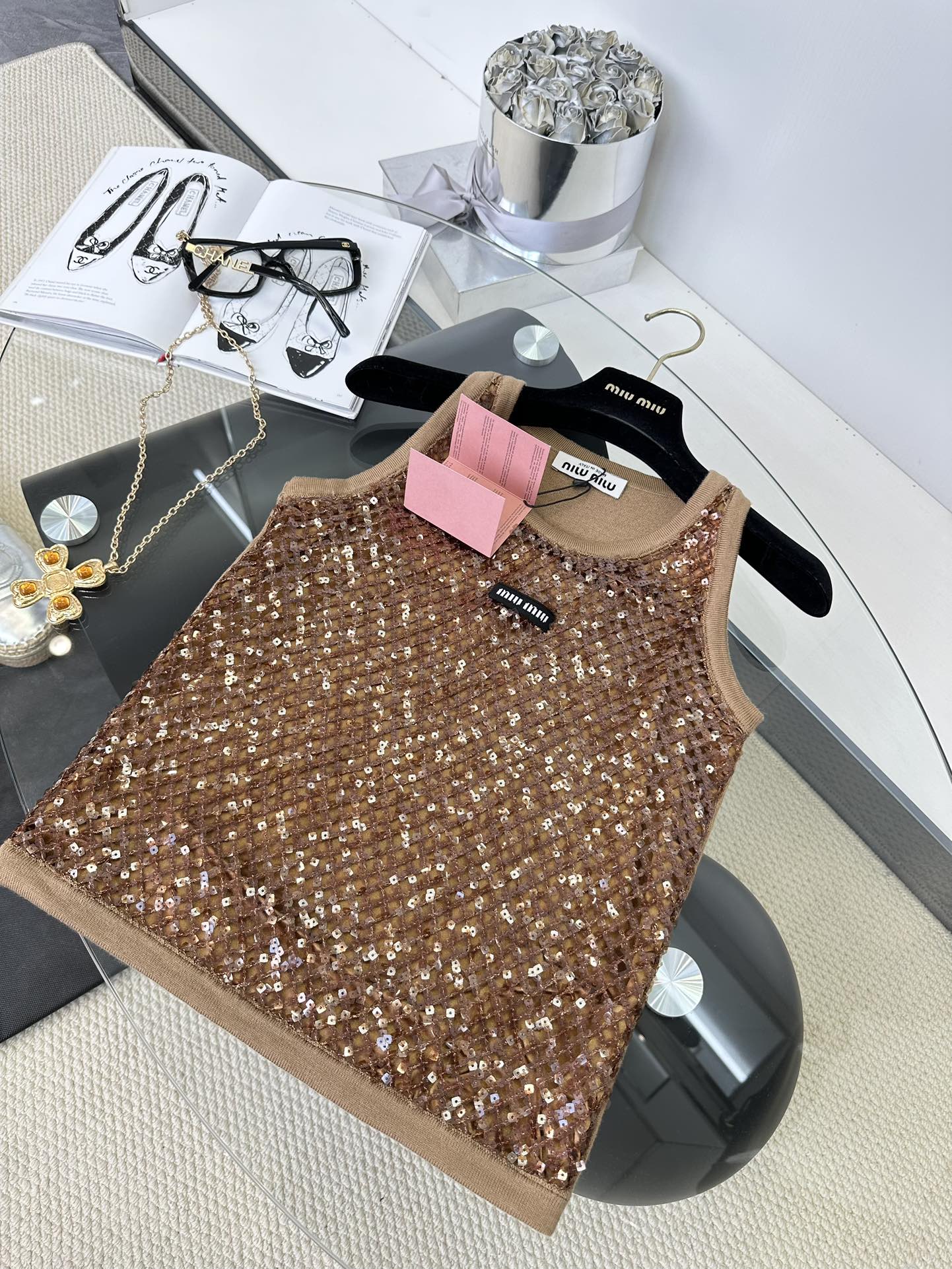 Miu Miu Sequin Embellished Vest Top | Sleeveless High-Fashion Design 5 i1748369279 4070 3