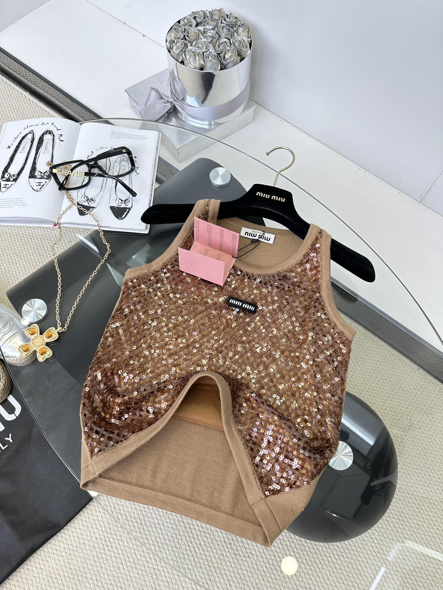 Miu Miu Sequin Embellished Vest Top | Sleeveless High-Fashion Design 3 i1748369279 4639 1