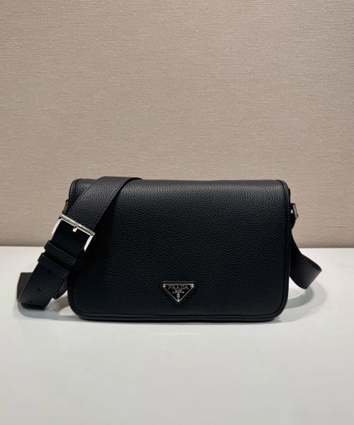 Prada Leather Messenger Bag with Adjustable Strap - Black, 30x20x9cm 1 Prada Leather Messenger Bag with Adjustable Strap - Black, 30x20x9cm