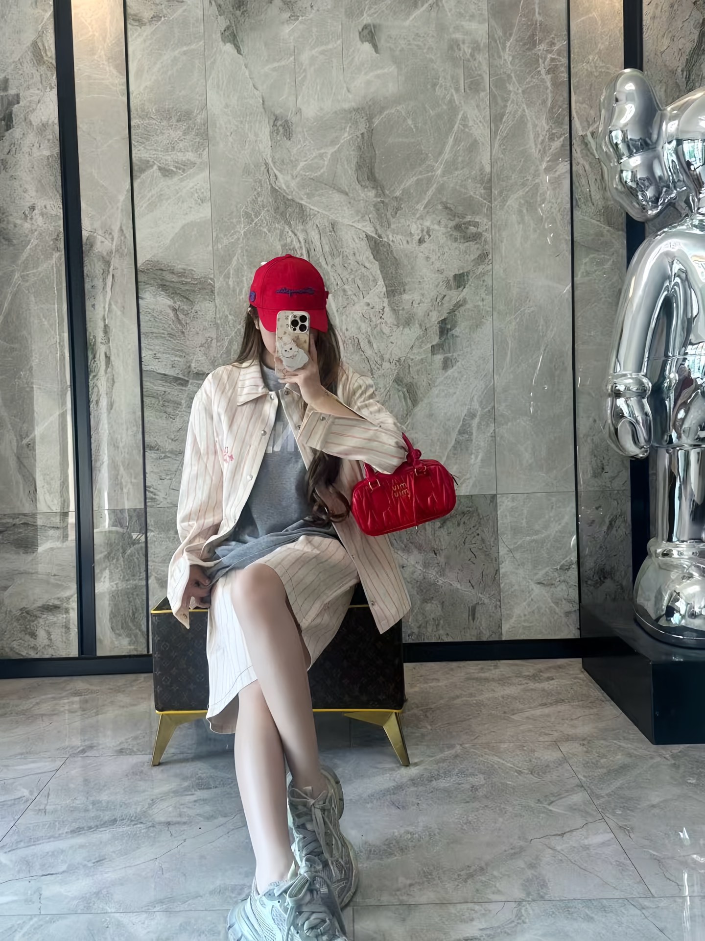  Dior/迪奥 25ss 口袋条纹Dio字母短裤-红线 上身效果#