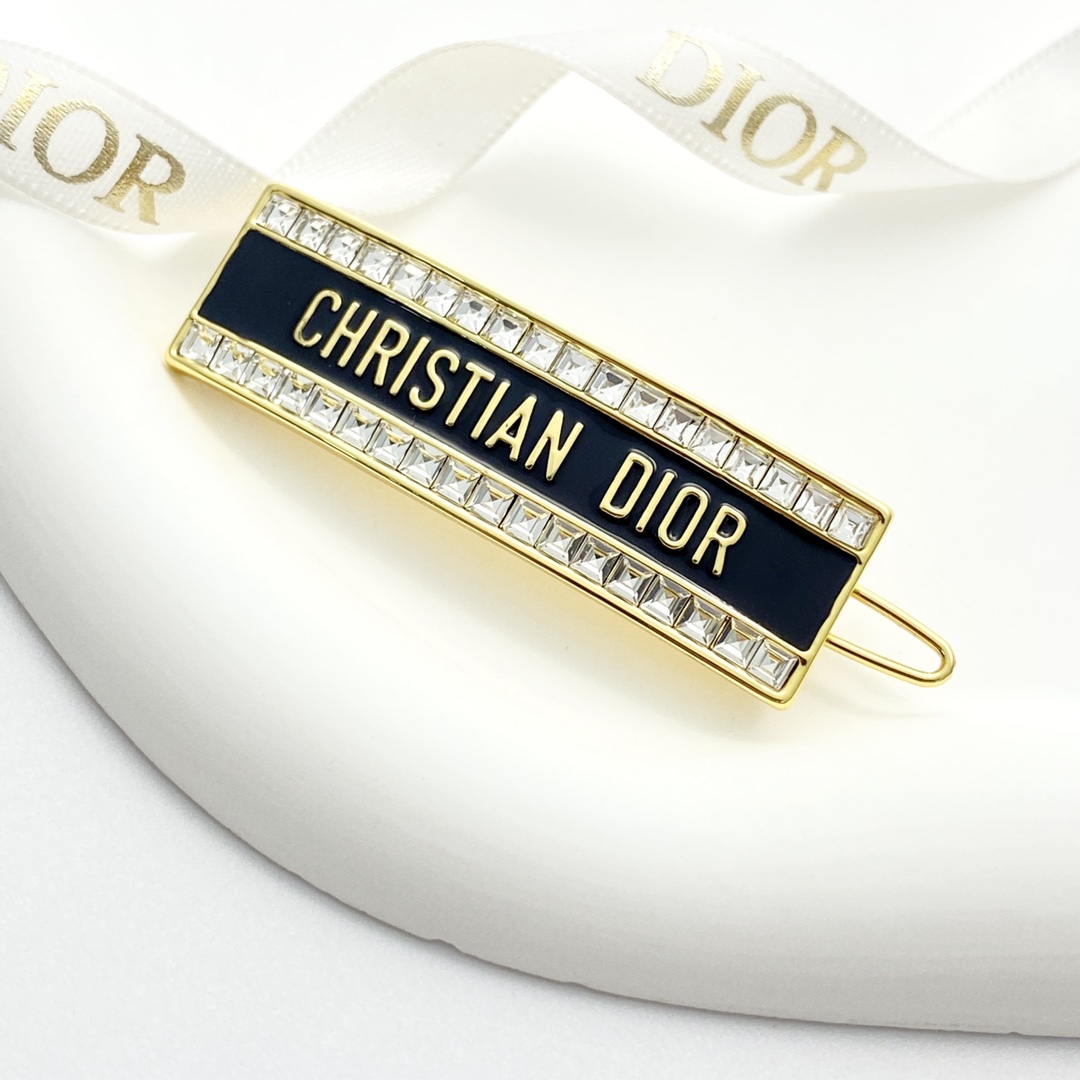 “Dior CODE Series Hairpins: Unique Black Gold Design with Small Diamond Accent” - 图片 1