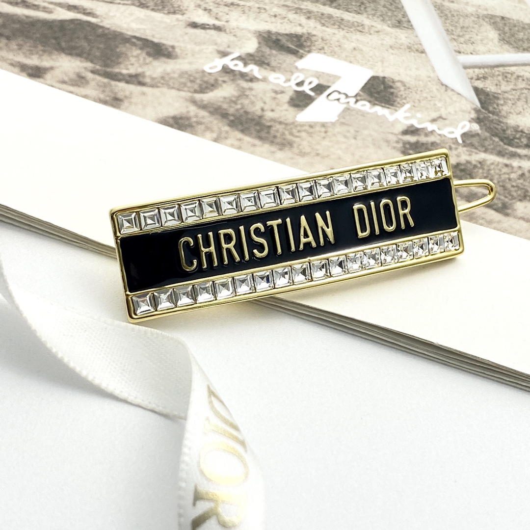 “Dior CODE Series Hairpins: Unique Black Gold Design with Small Diamond Accent” - 图片 2