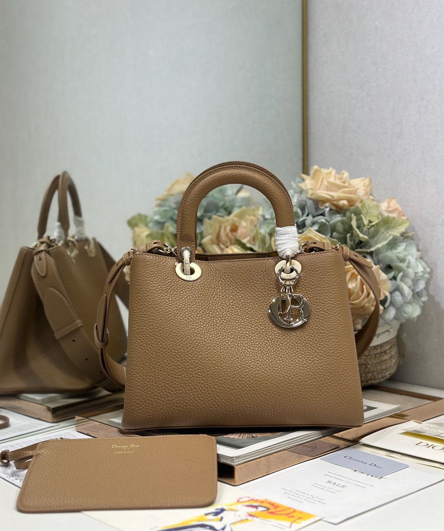 Dior Toujours Medium Bag in Brown Grained Calfskin with Cannage Stitching 2 i1748592719 1913 0