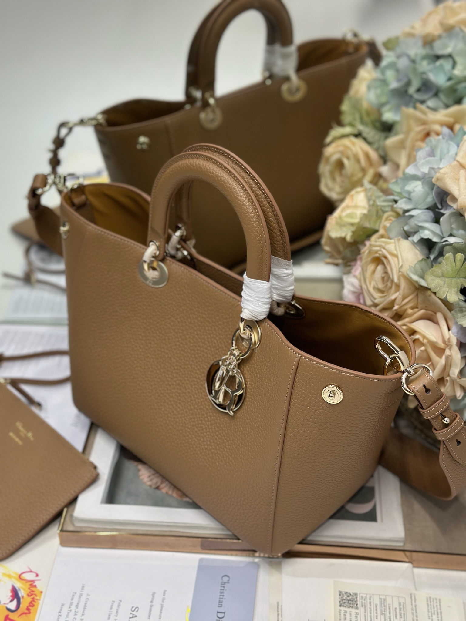 Dior Toujours Medium Bag in Brown Grained Calfskin with Cannage Stitching 3 i1748592719 8120 1