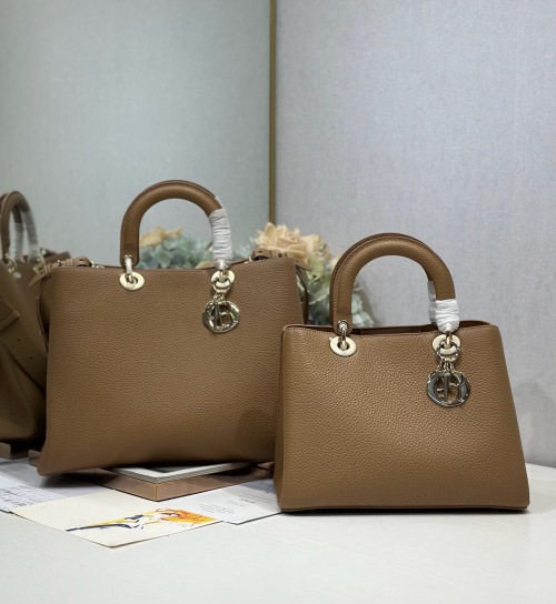 Dior Toujours Handbag: Exquisite Brown Leather, Available in Multiple Sizes