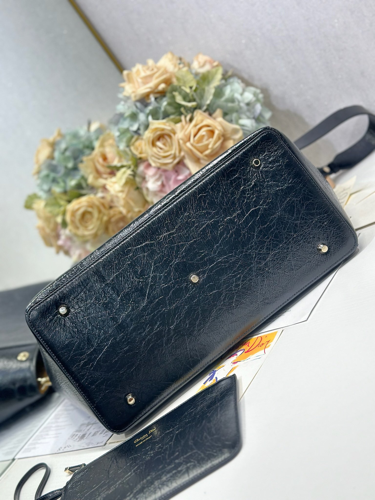 Dior Toujours Black Crinkled Large Tote Bag with CD Lock and Charm 6 i1748594857 7737 5