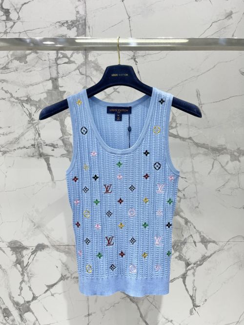 Louis Vuitton Embroidered Logo Knit Vest Sleeveless Top - Stylish & Chic 1 Louis Vuitton Embroidered Logo Knit Vest Sleeveless Top - Stylish & Chic