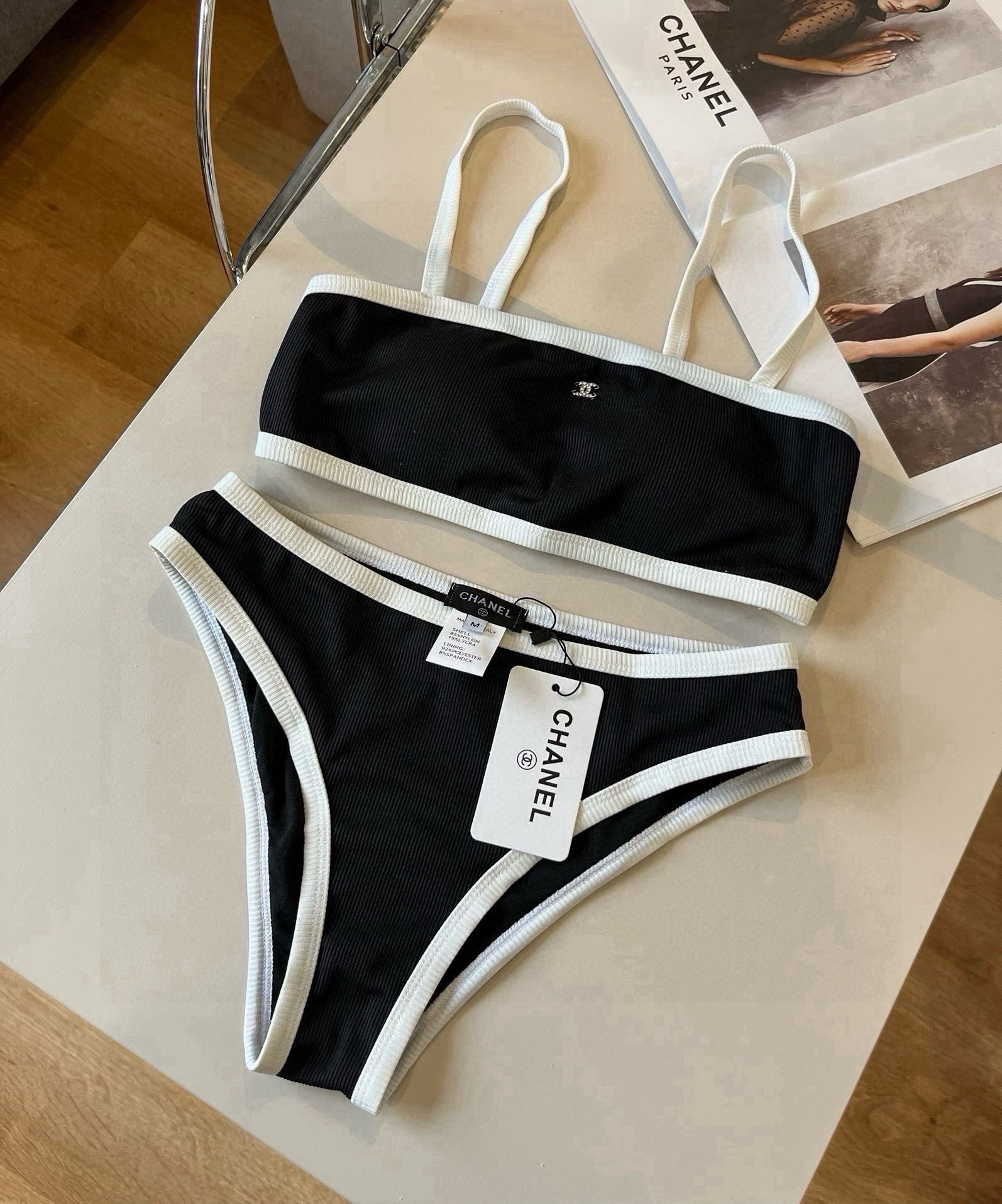。

Chanel香奈儿中古针织比基尼👙，分体泳衣，S M L XL