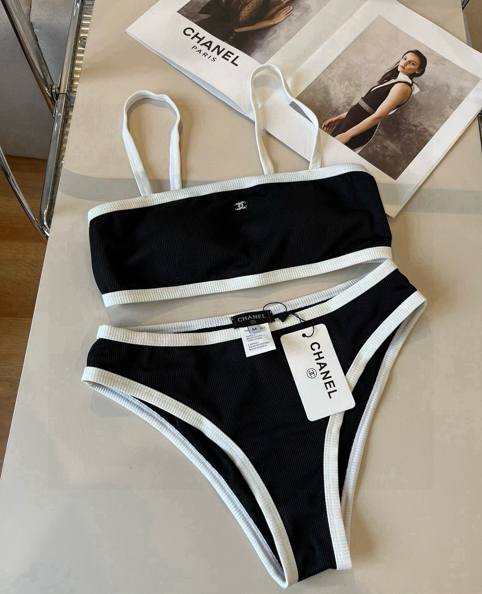 。

Chanel香奈儿中古针织比基尼👙，分体泳衣，S M L XL