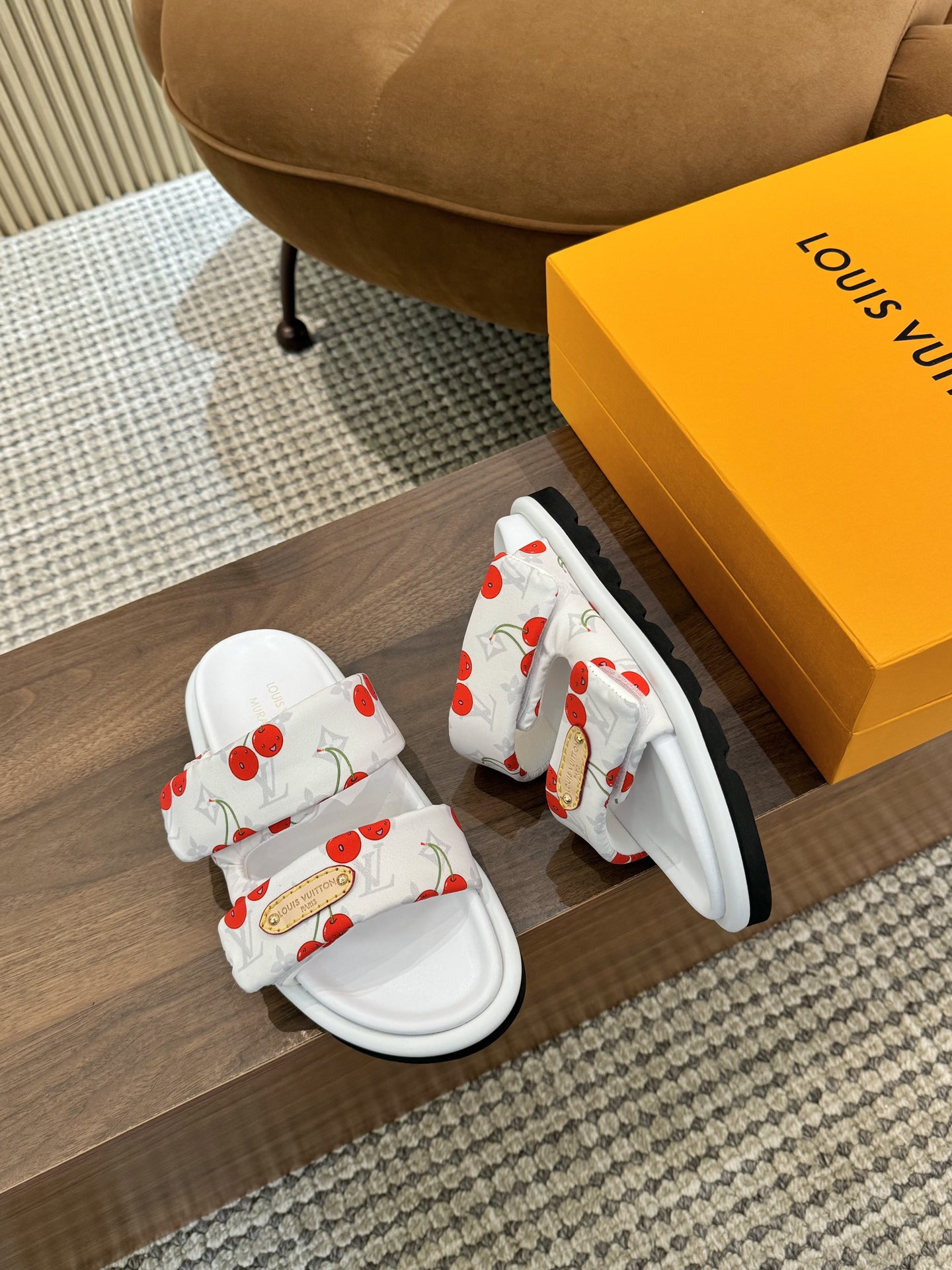 Elegant Cherry Print Slides Sandals For Women, Comfortable Summer Shoes 4 i1748690636 763 2