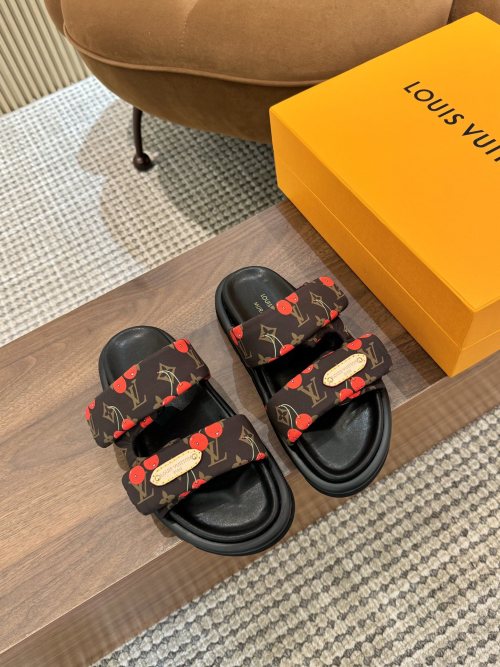 Louis Vuitton Women's Cherry Print Sandal Slides - Stylish Comfort