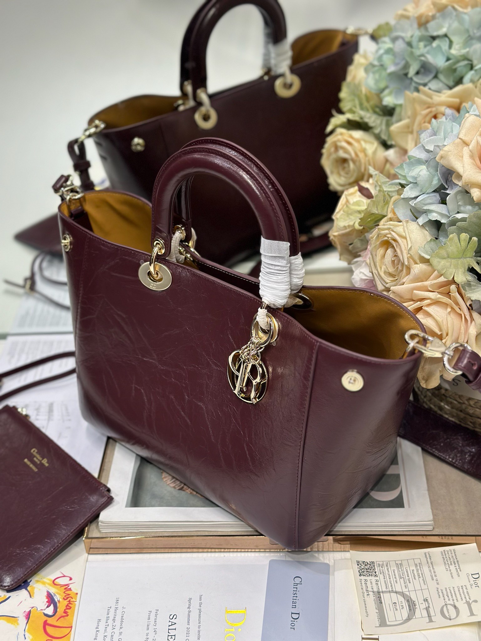 Dior Toujours Medium Wrinkled Burgundy Leather Bag with CD Lock 2 i1748759425 4399 1