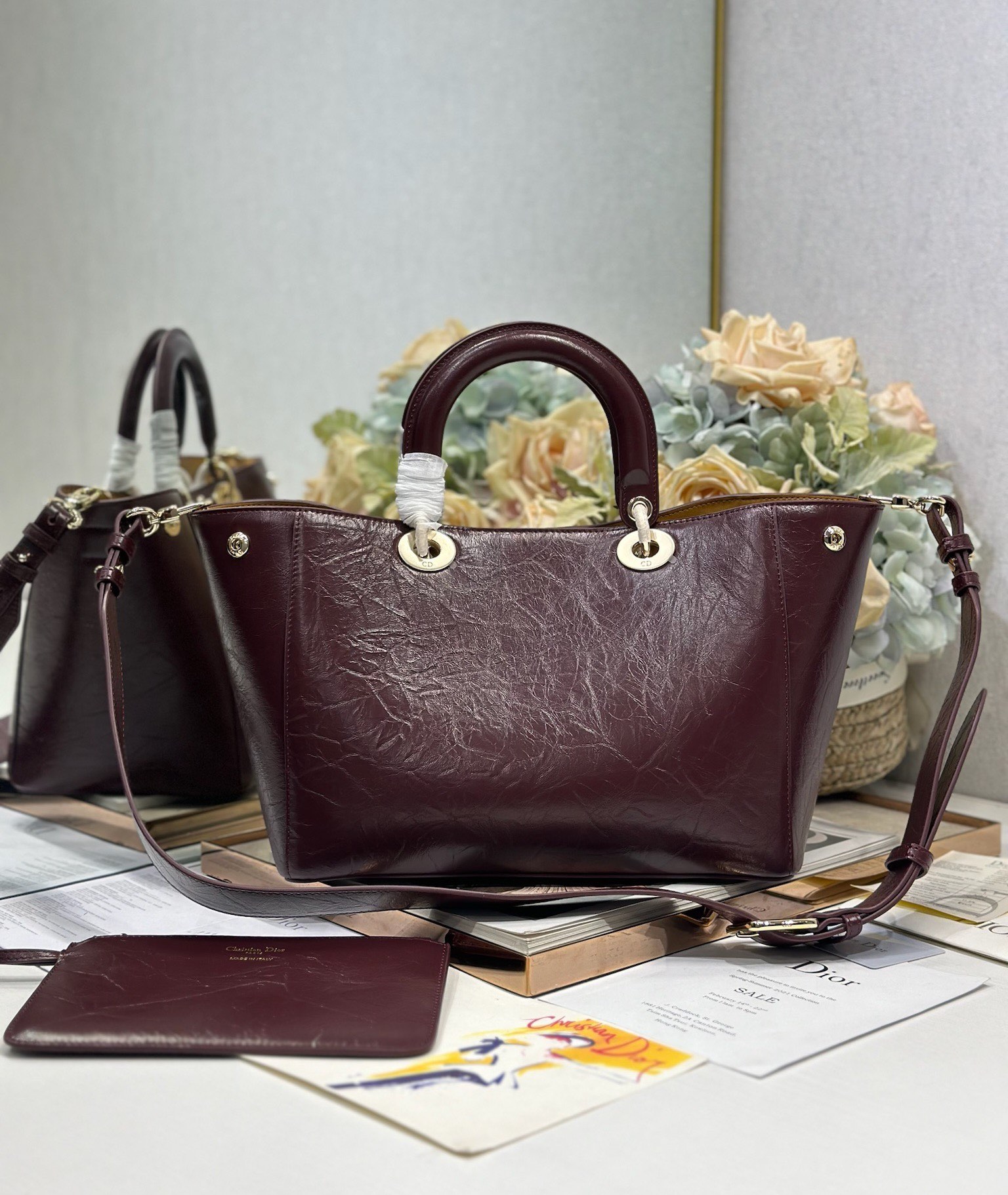 Dior Toujours Medium Wrinkled Burgundy Leather Bag with CD Lock 4 i1748759425 8078 3