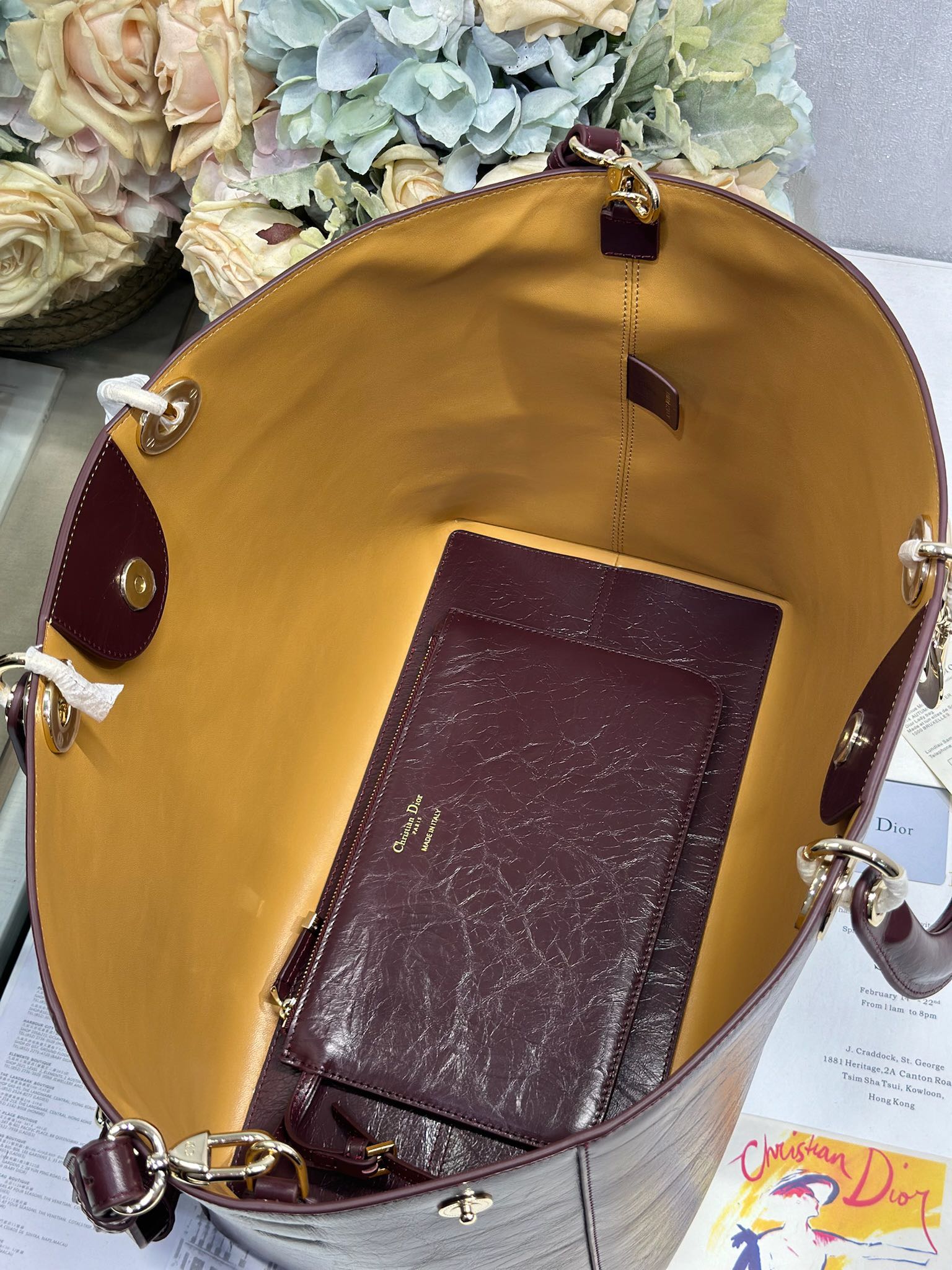 Dior Toujours Large Burgundy Crinkled Leather Tote Bag with CD Lock 8 i1748759797 1038 6