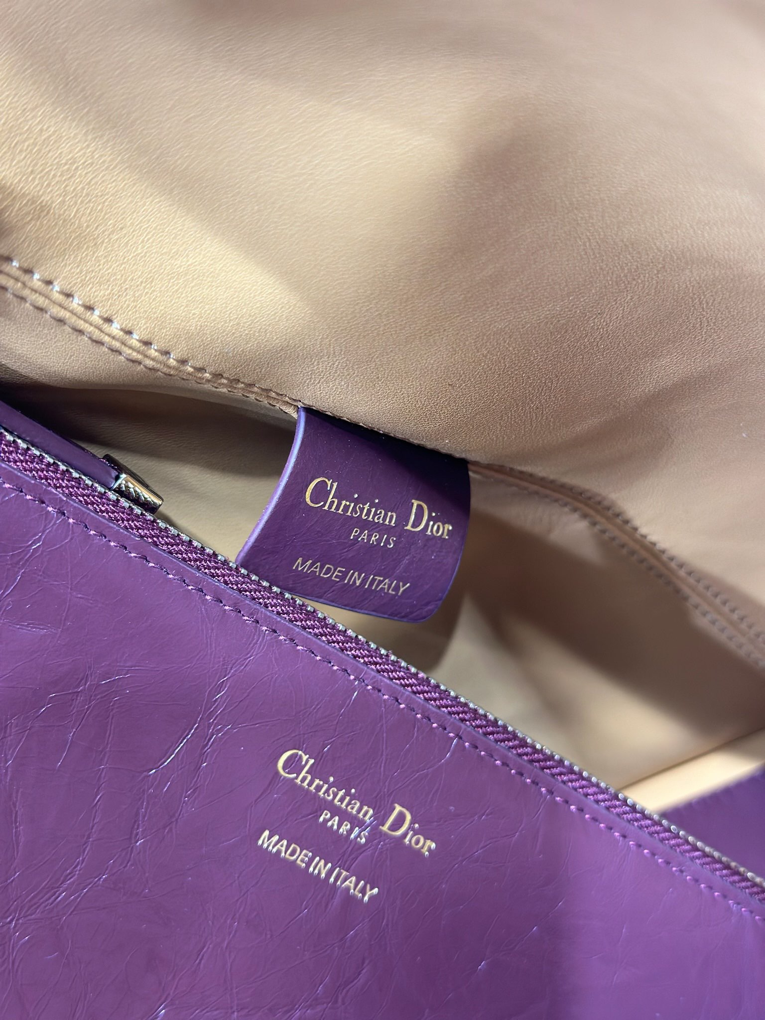 Dior Toujours Large Burgundy Crinkled Leather Tote Bag with CD Lock 10 i1748759797 243 7