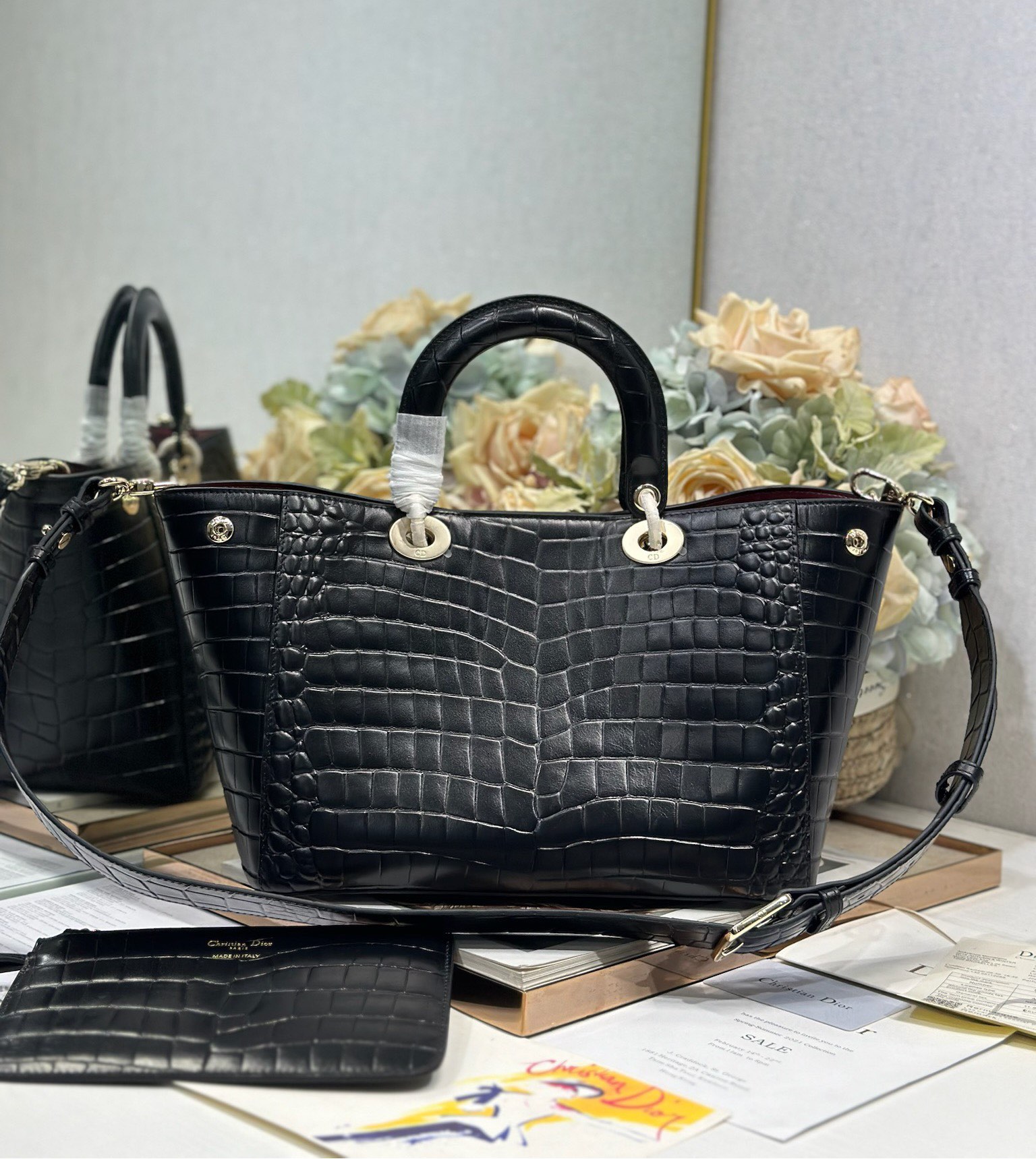 Dior Toujours Medium Bag Black Crocodile Embossed Calfskin, CD Lock Closure 6 i1748760211 1374 3