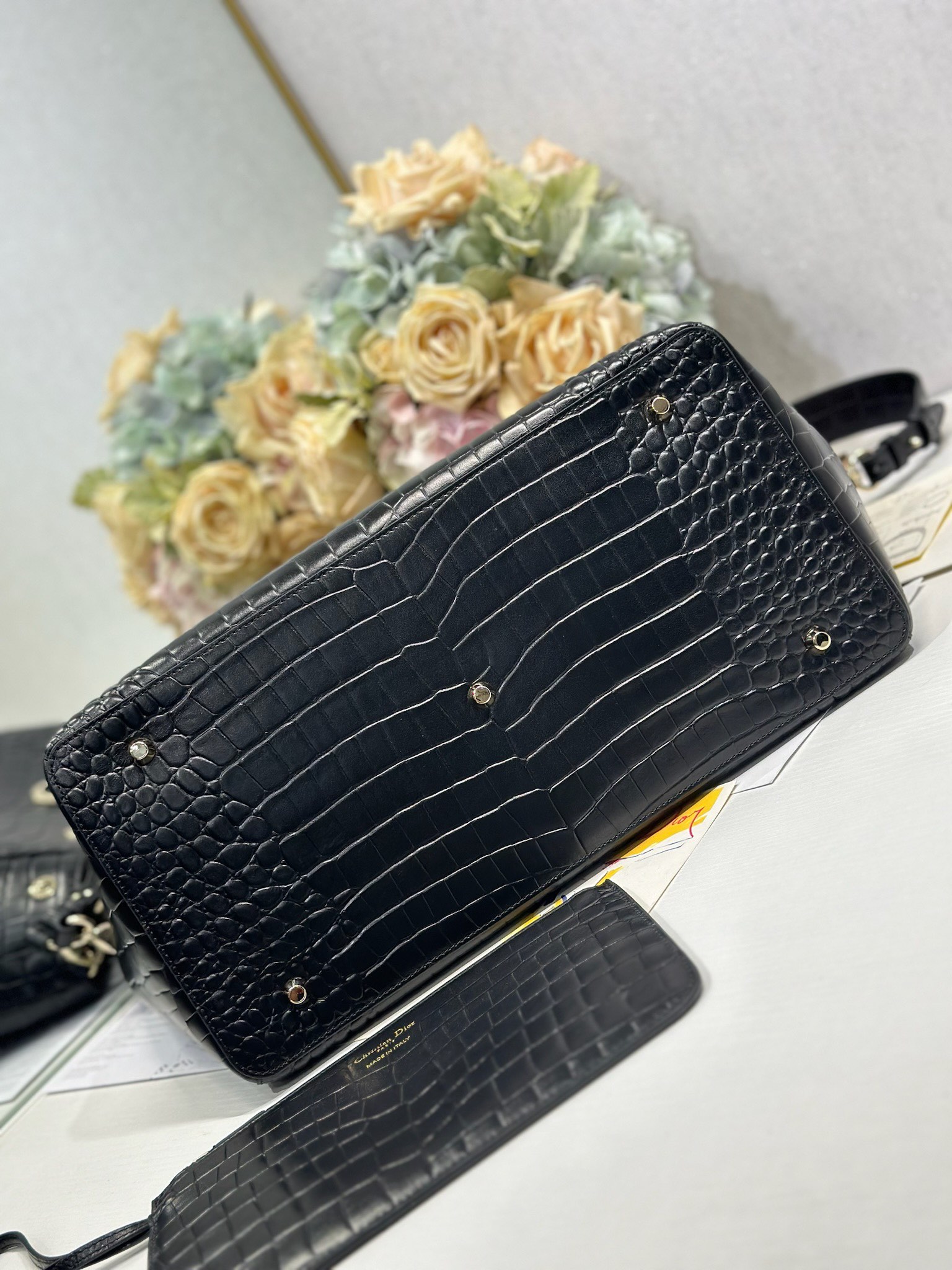 Dior Toujours Large Black Alligator-Embossed Bag with CD Lock and Charms 6 i1748760445 5635 4