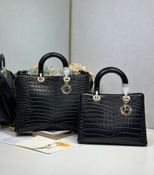 Dior Toujours Handbag in Black Crocodile Embossed Leather, Large and Small Sizes 1 Dior Toujours Handbag in Black Crocodile Embossed Leather, Large and Small Sizes