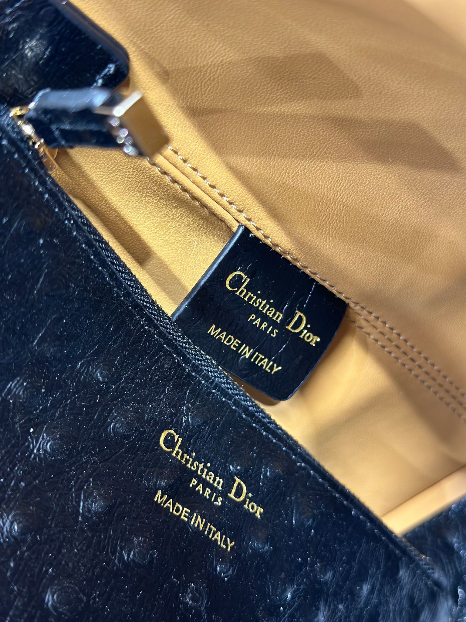 Dior Toujours Medium Bag: Black Ostrich-Effect Leather, CD Lock Closure 8 i1748761006 6732 6