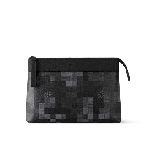 Louis Vuitton Pochette Voyage Souple Damoflage Black Coated Canvas Clutch 1 Louis Vuitton Pochette Voyage Souple Damoflage Black Coated Canvas Clutch