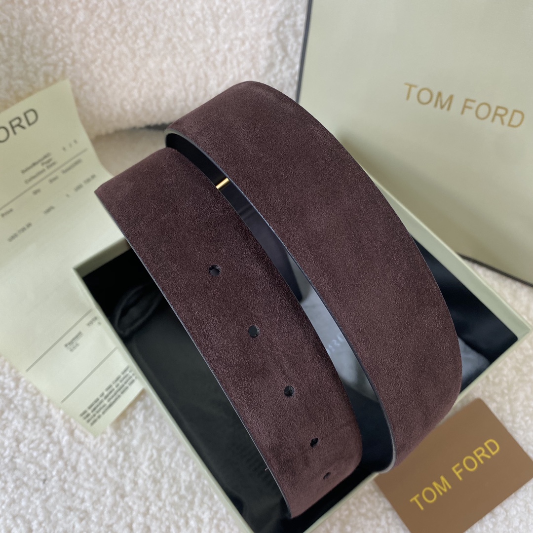  TOM FORD 汤姆福特。新品高端双面小牛皮，简约商务男士腰带，4.0cm宽，双面使用，配原版包装