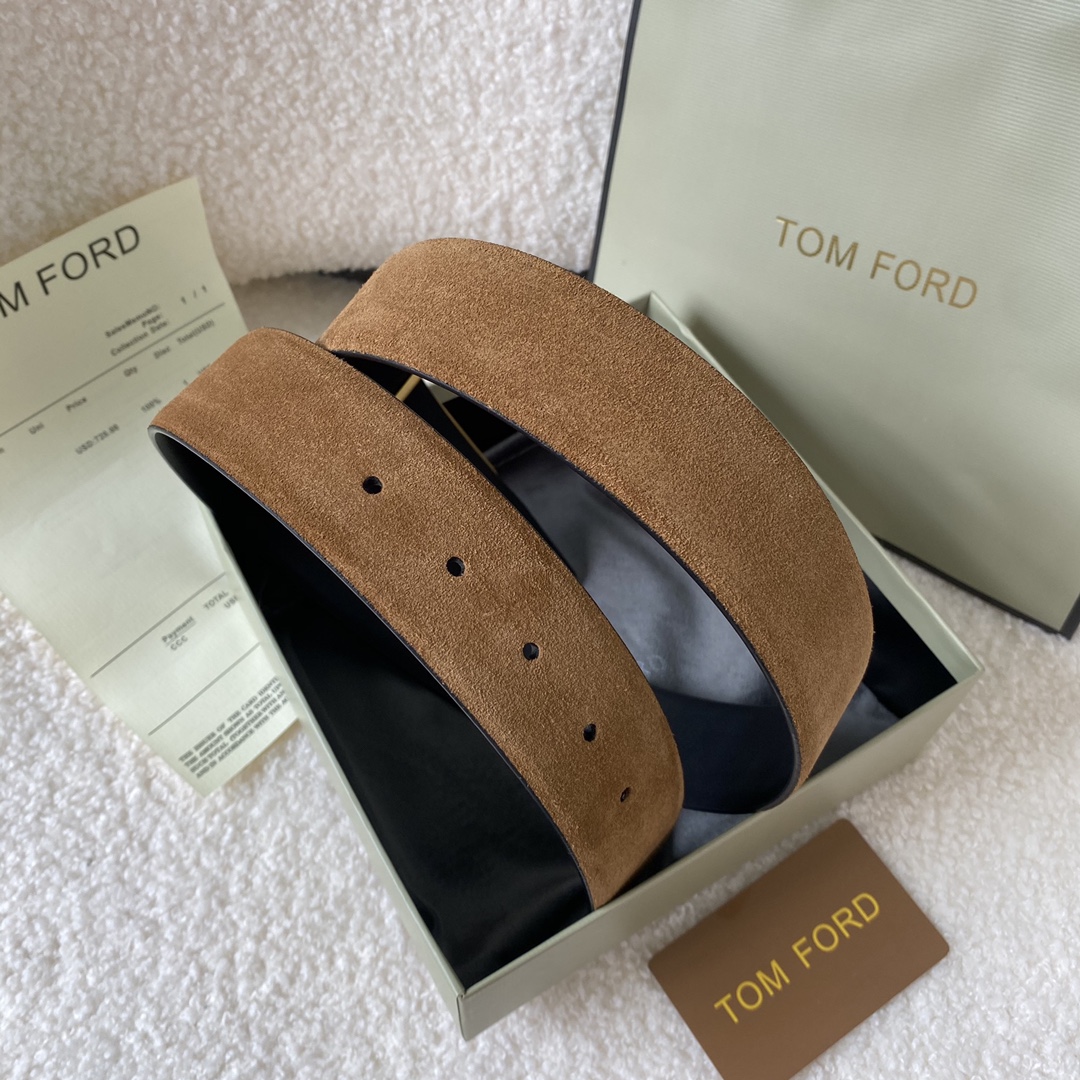  TOM FORD 汤姆福特。新品高端双面小牛皮，简约商务男士腰带，4.0cm宽，双面使用，配原版包装