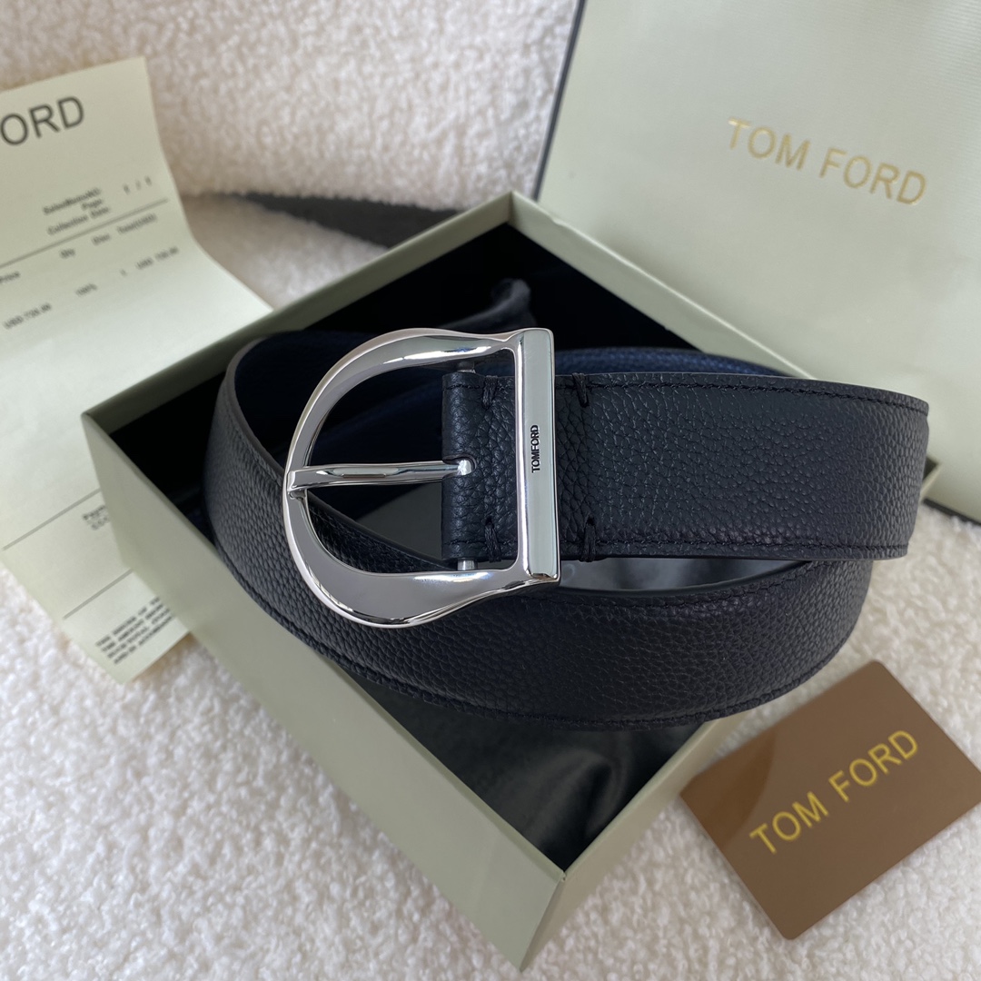  TOM FORD 汤姆福特。新品高端双面小牛皮，简约商务男士腰带，4.0cm宽，配原版包装