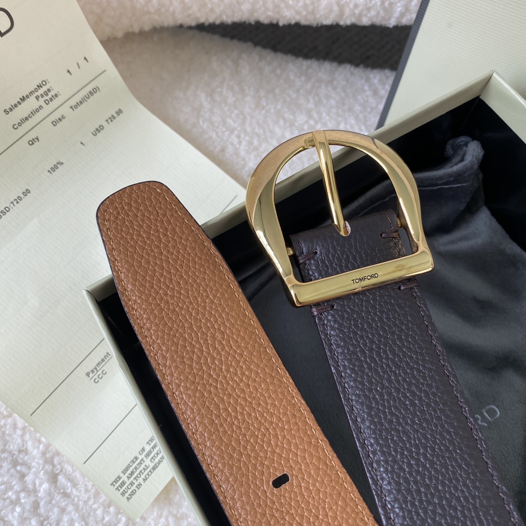  TOM FORD 汤姆福特。新品高端双面小牛皮，简约商务男士腰带，4.0cm宽，配原版包装