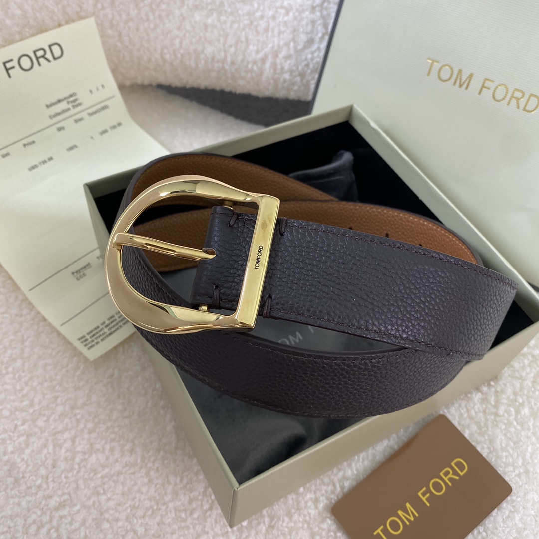  TOM FORD 汤姆福特。新品高端双面小牛皮，简约商务男士腰带，4.0cm宽，配原版包装