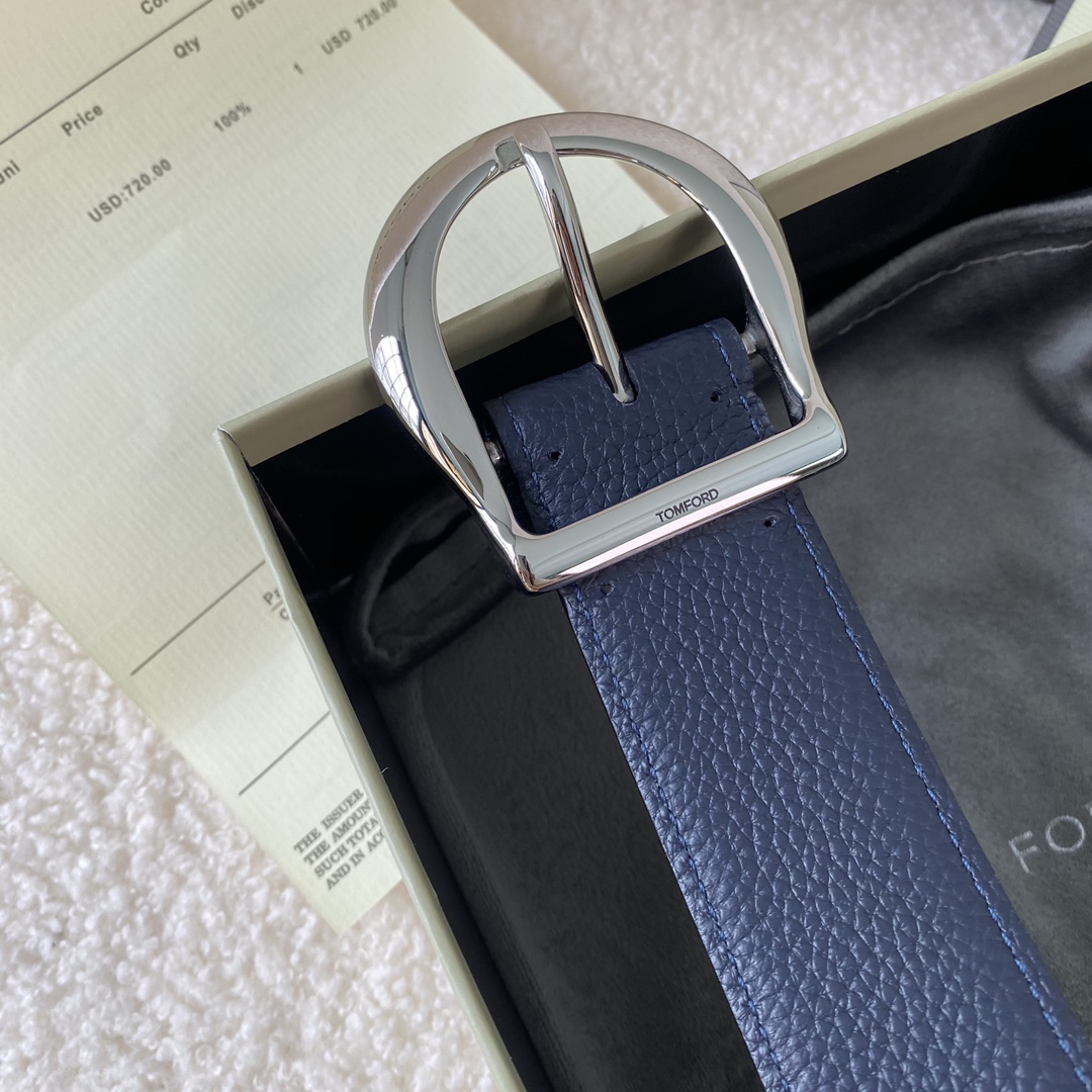  TOM FORD 汤姆福特。新品高端双面小牛皮，简约商务男士腰带，4.0cm宽，配原版包装