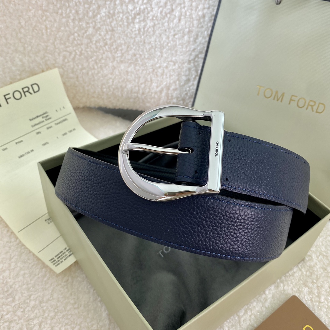  TOM FORD 汤姆福特。新品高端双面小牛皮，简约商务男士腰带，4.0cm宽，配原版包装