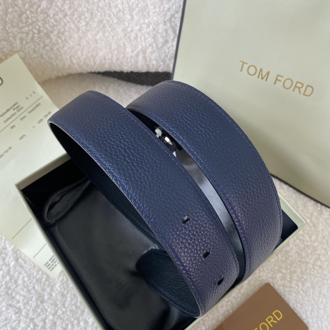  TOM FORD 汤姆福特。新品高端双面小牛皮，简约商务男士腰带，4.0cm宽，配原版包装