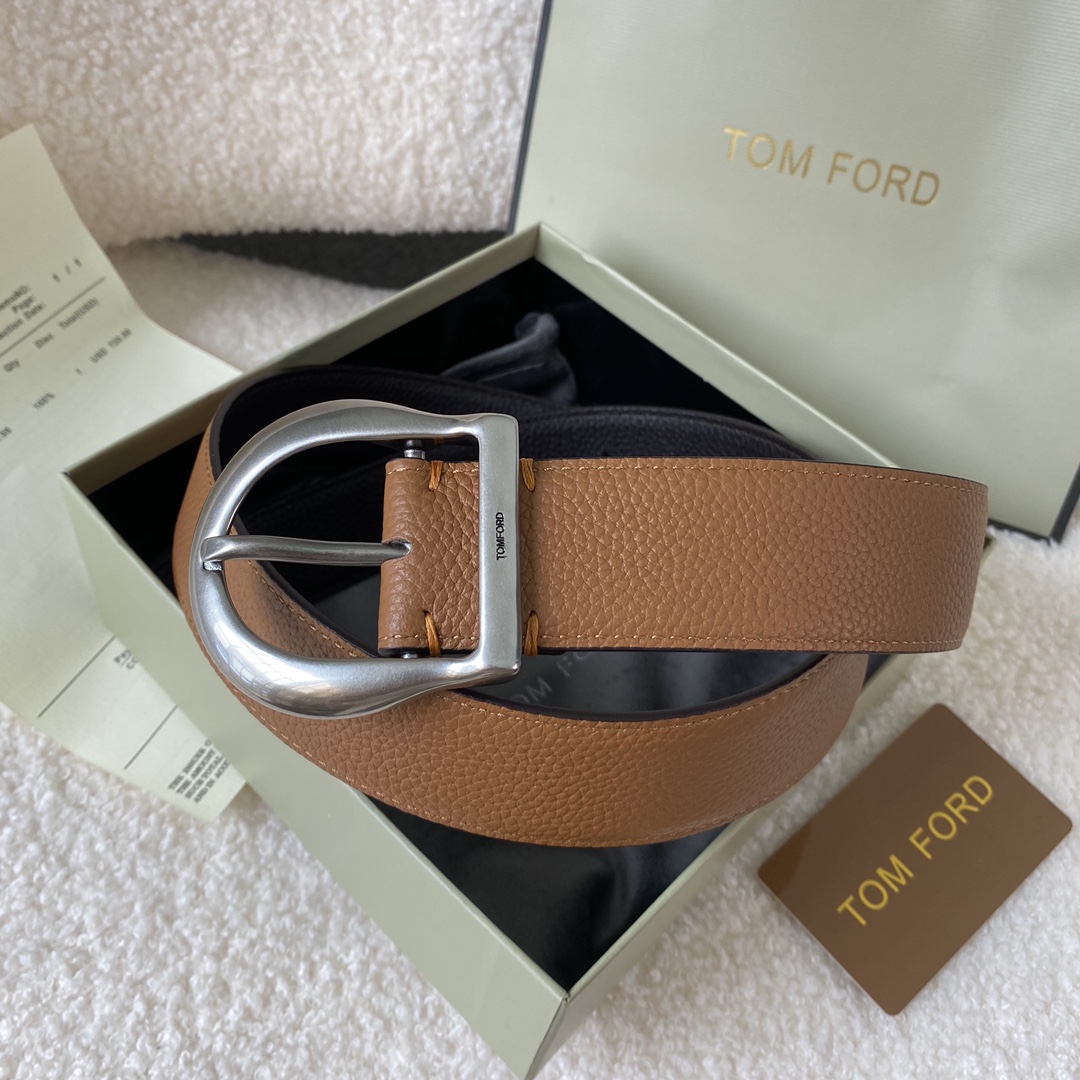  TOM FORD 汤姆福特。新品高端双面小牛皮，简约商务男士腰带，4.0cm宽，配原版包装
