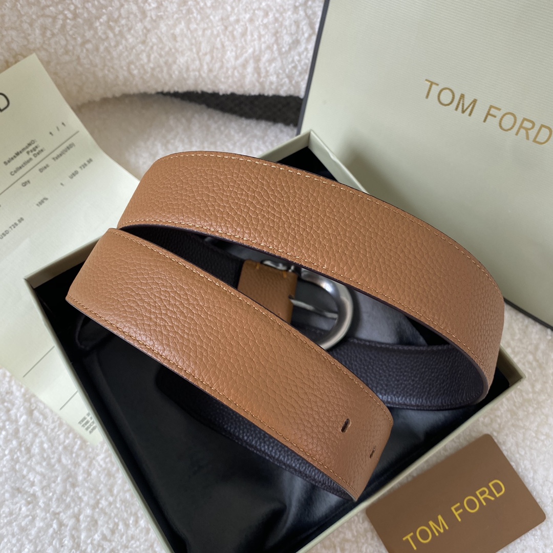  TOM FORD 汤姆福特。新品高端双面小牛皮，简约商务男士腰带，4.0cm宽，配原版包装