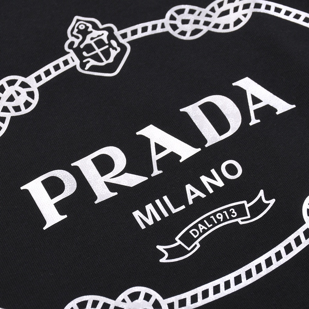 普拉达/Prada 夏季新款 经典字母印花圆领短袖T恤