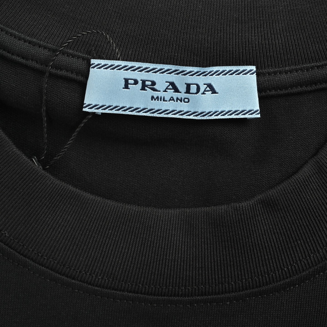 普拉达/Prada 夏季新款 镭射胶印圆领短袖T恤