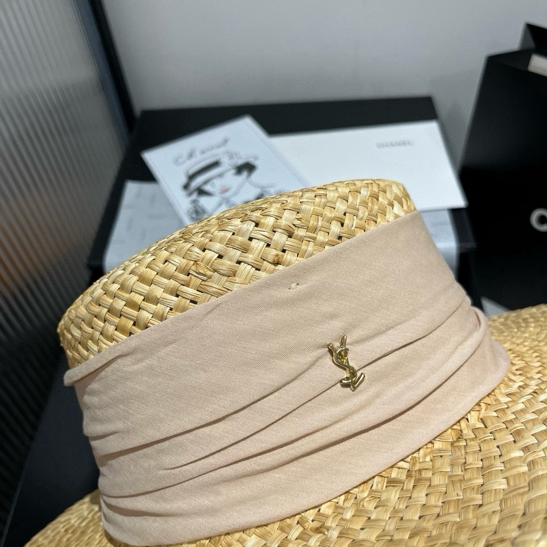[YSL Hats]ysl Saint Laurent new top hat straw hat Head circumference 57cm
