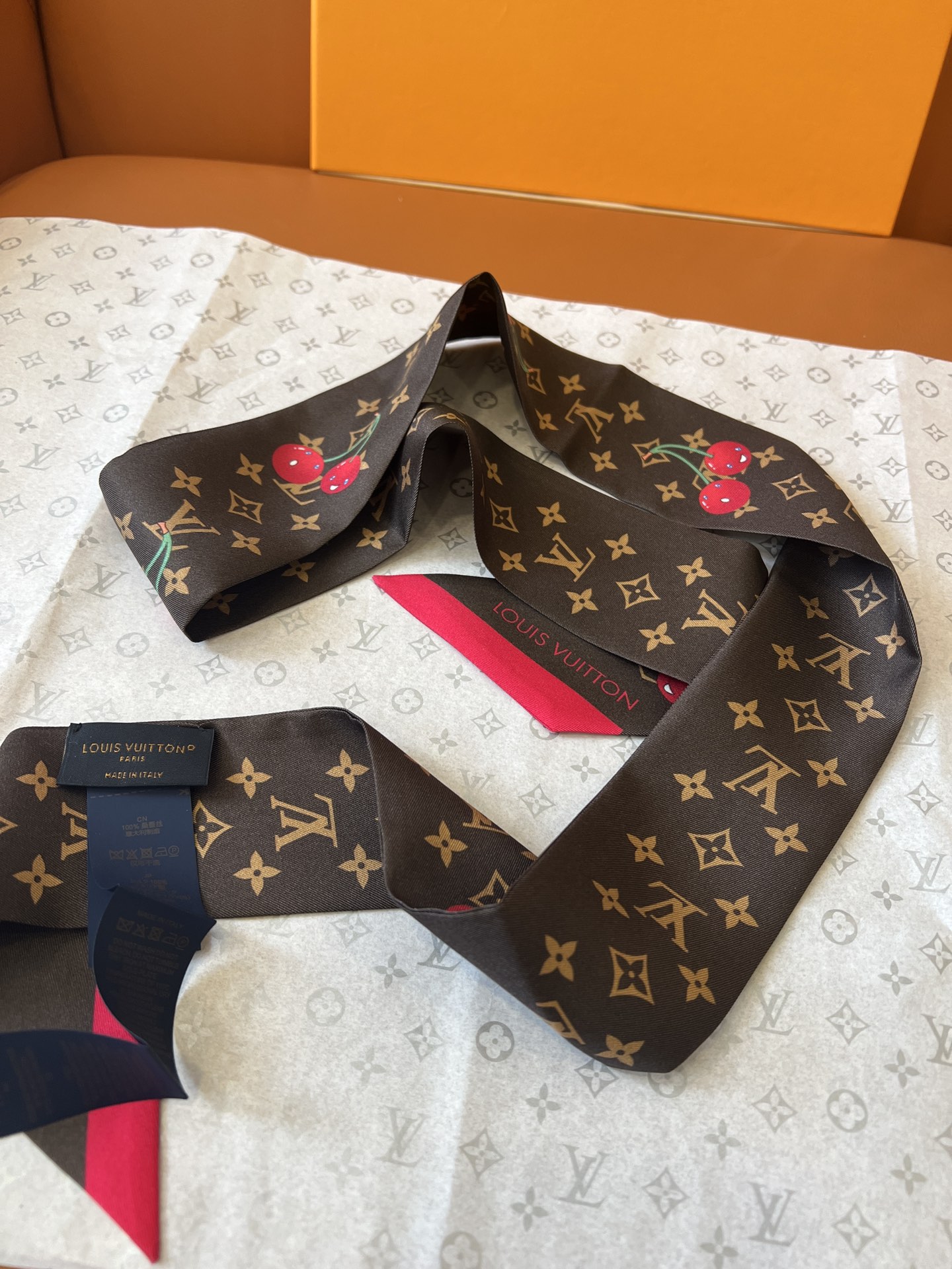 Louis Vuitton x Murakami Takashi Cerise Monogram Silk Bandeau Scarf 5 i1748934592 1454 3
