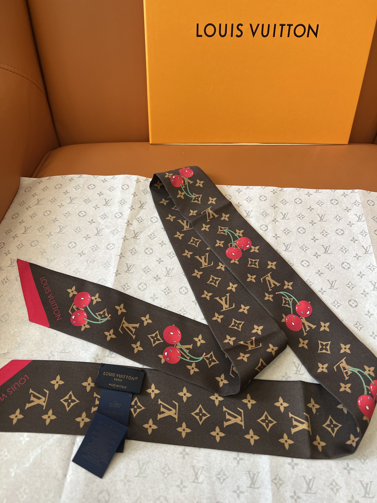 Louis Vuitton x Murakami Takashi Cerise Monogram Silk Bandeau Scarf 6 i1748934592 296 4