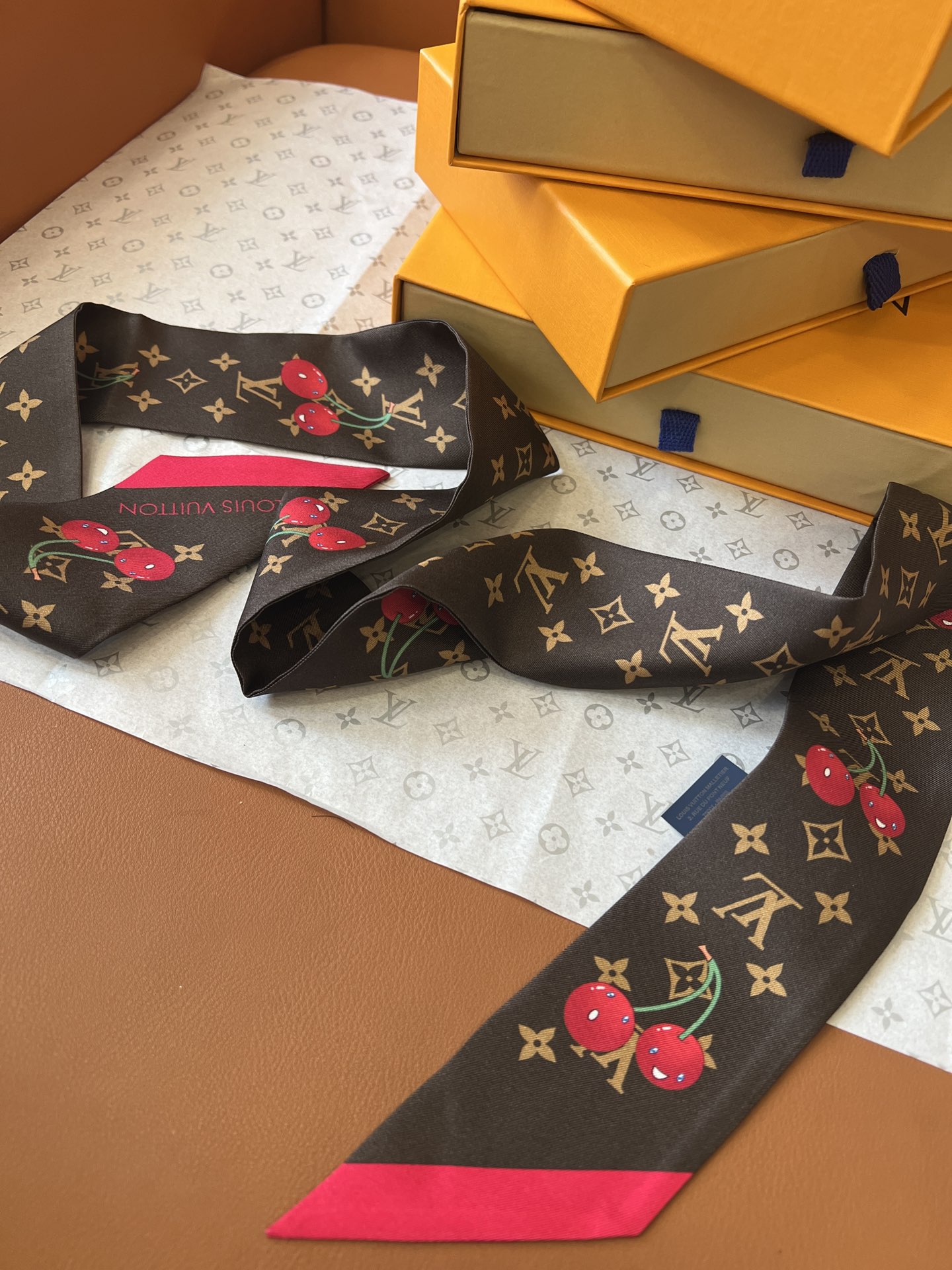 Louis Vuitton x Murakami Takashi Cerise Monogram Silk Bandeau Scarf 9 i1748934592 5081 7