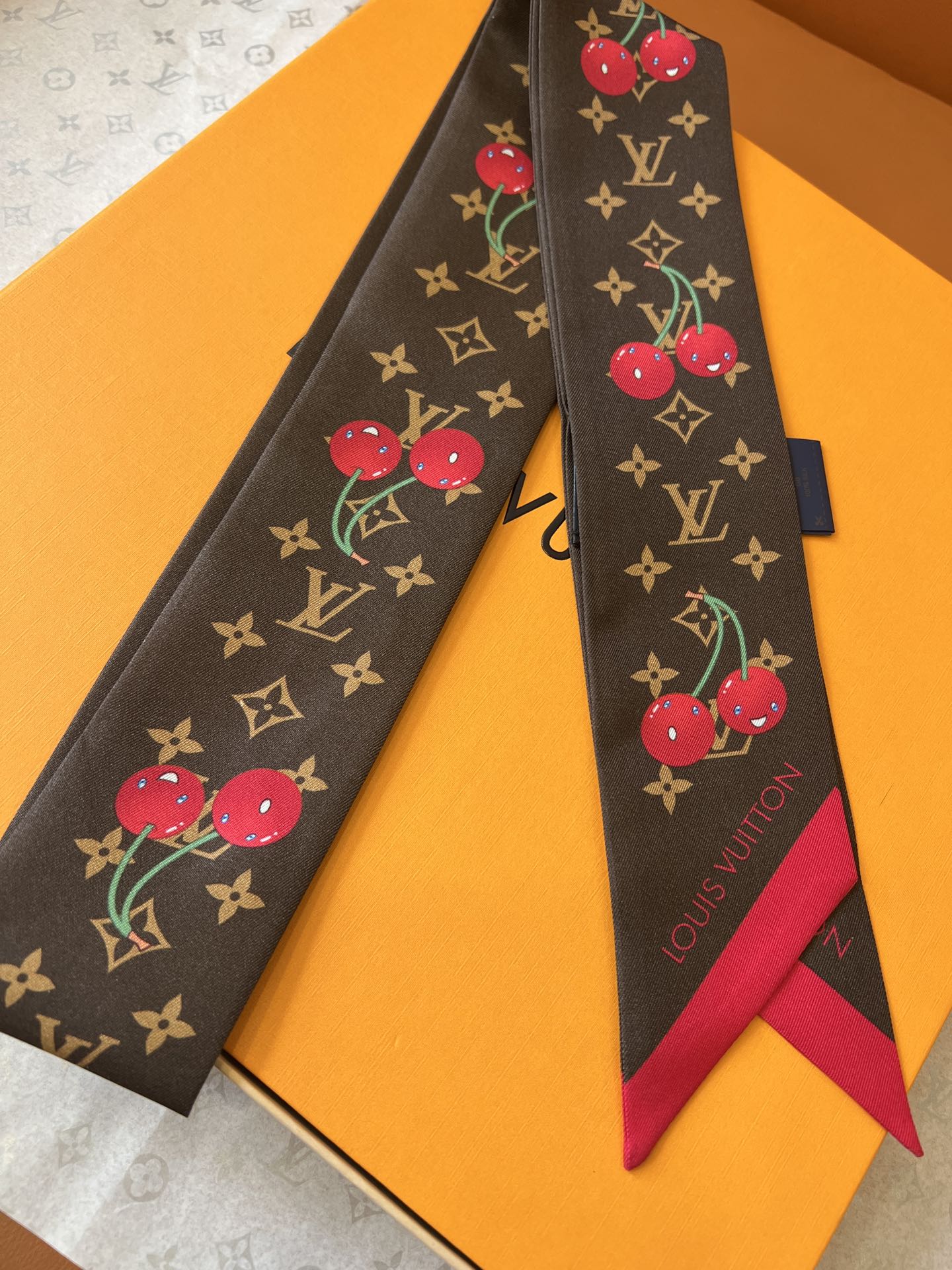Louis Vuitton x Murakami Takashi Cerise Monogram Silk Bandeau Scarf 2 i1748934592 8436 0