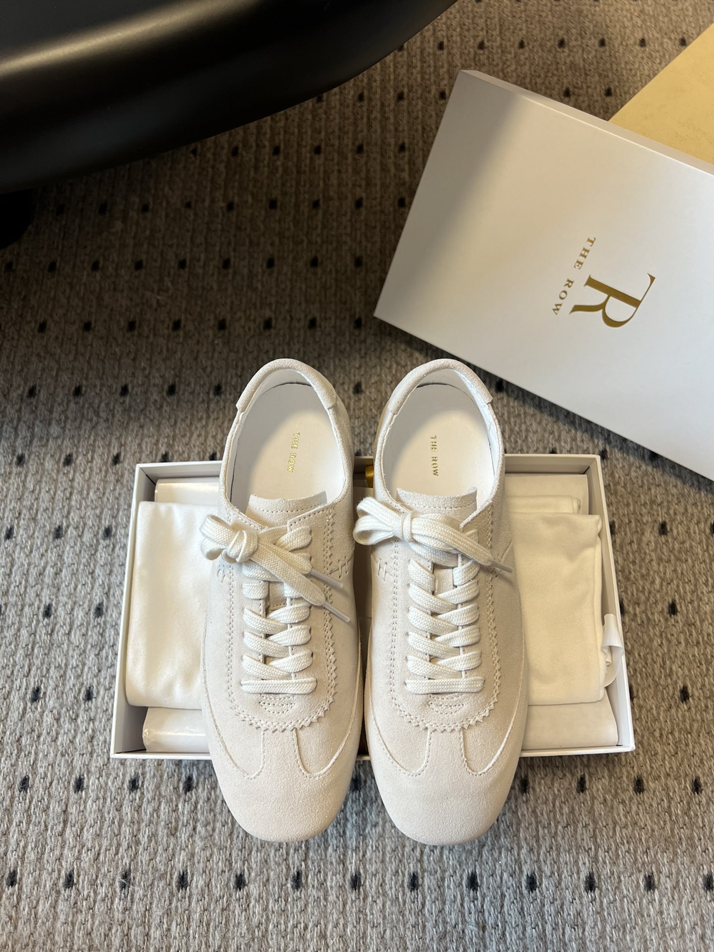 The Row 25SS Baskets style militaire allemand Baskets style Forrest Gump Sensation de nuage + empiècements en cuir véritable Cuir de veau importé + veau velours
