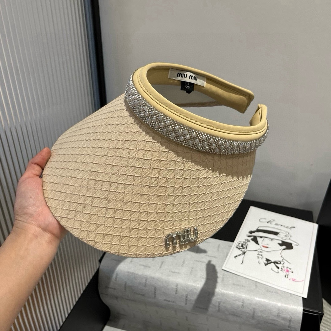 [Miu Miu Hats]Miumiu hollow top headband sunshade hat